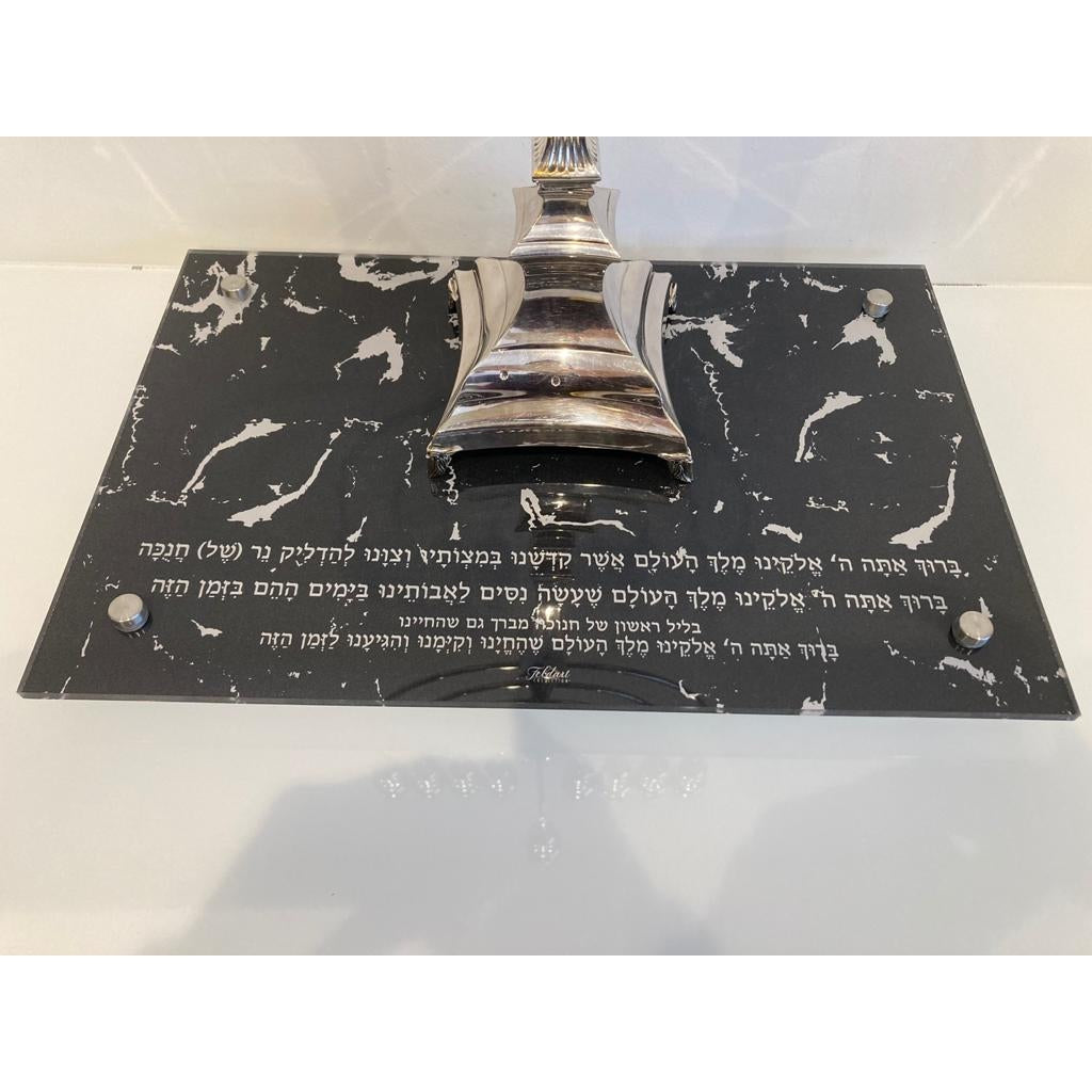 Chanukah Tray Black Marble Large