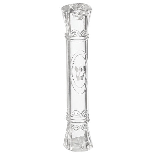 Clear Plastic Mezuzah with Rubber Cork 12 cm - "Ornaments"