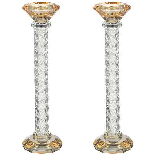 Crystal Candlesticks 25.5 cm with Stones