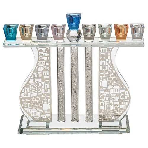 Crystal Elegant Hanukkiah - Colorful