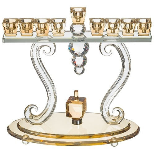 Crystal Menorah 27*27 cm with Metal Plaque and Stones