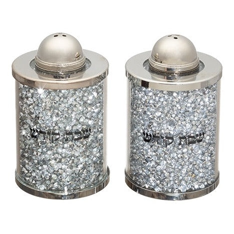 Crystal Salt & Peper Holders 6 cm with Silver Stones