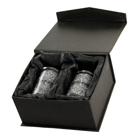 Crystal Salt & Peper Holders 6 cm with Silver Stones