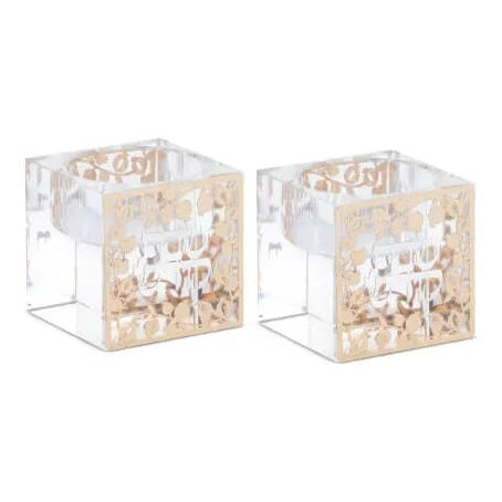 Crystal Tea Light Candle Holders With Gold And Silver Plates