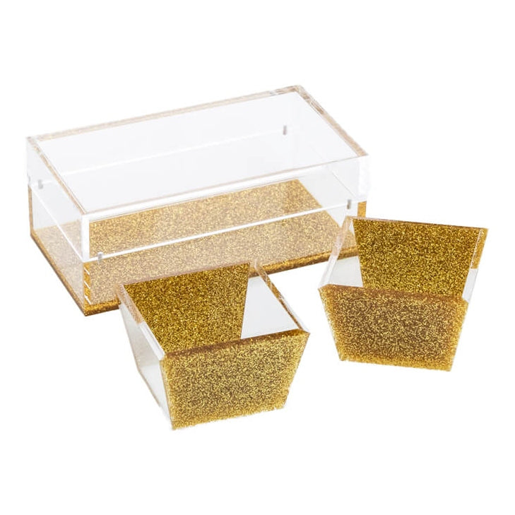 Dip Dish with magnetic Lid Gold Glitter 2 dishes