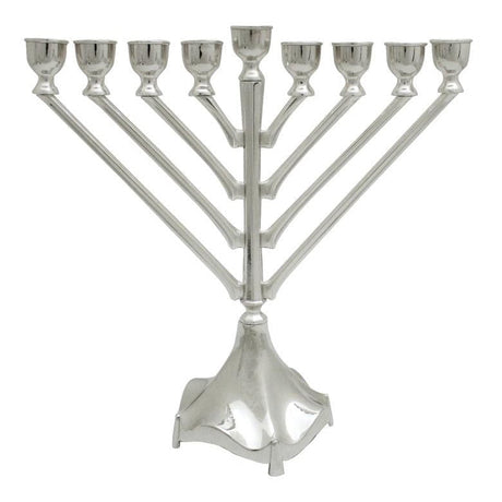 Elegant Nickel Menorah 25cm- Rib Design