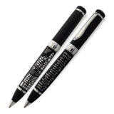 Elegant Pen With Traveler's Prayer 13.5cm-black With Silvered Tower Of David -hebrew