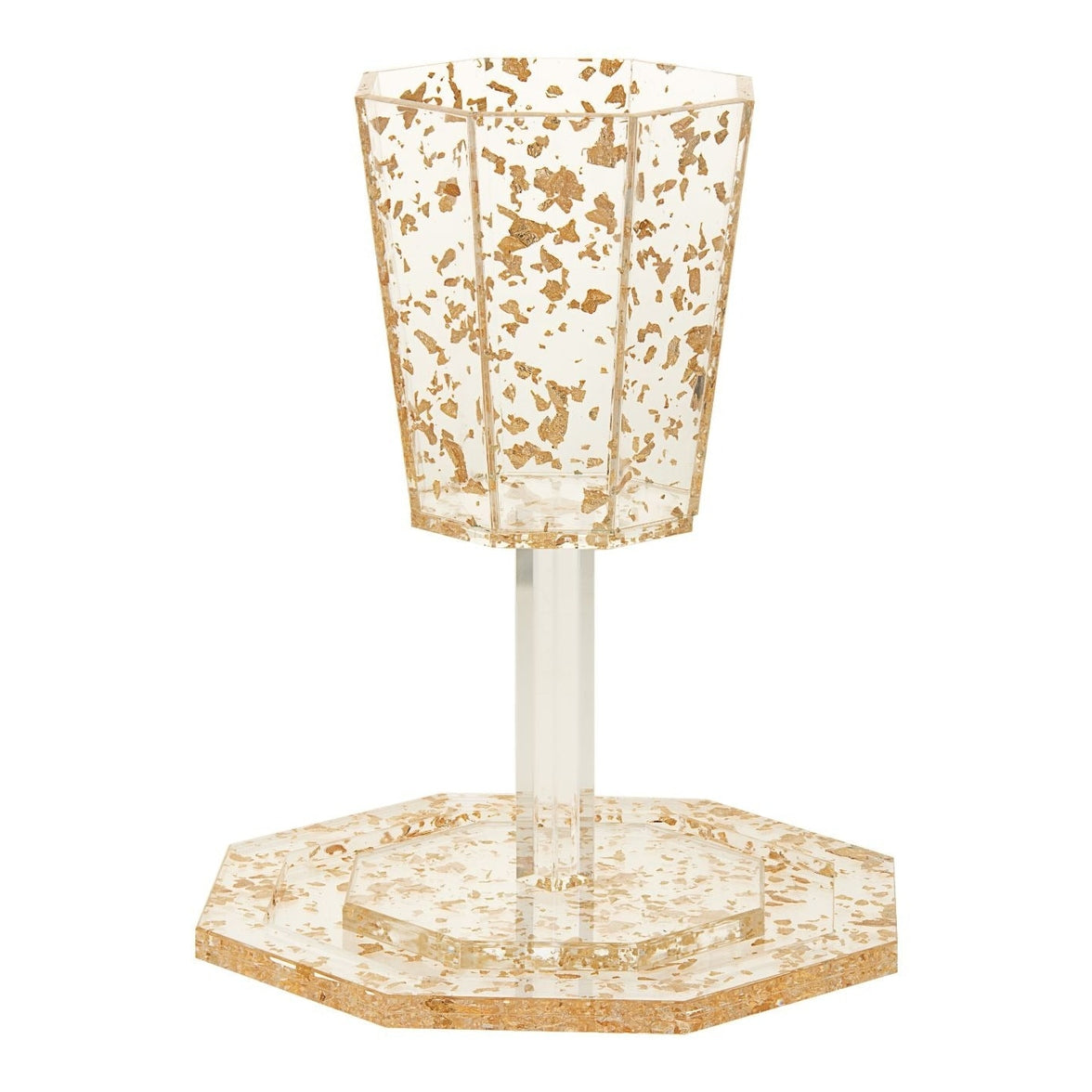 Elijah Cup and tray Lucite Flakes Gold