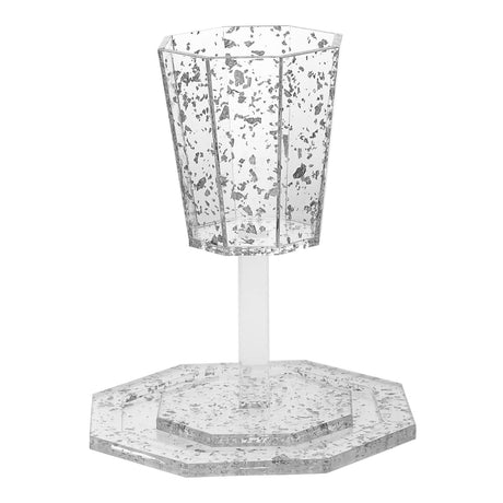 Elijah Cup and tray Lucite Flakes silver