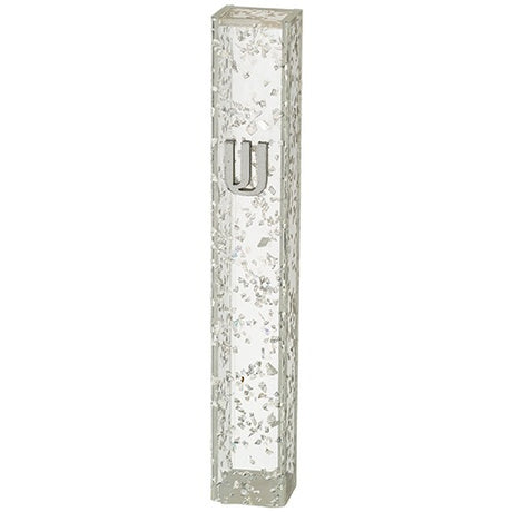Perspex Mezuzah 12 cm - Glitter White