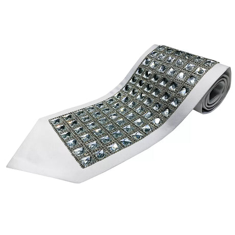 Atarah for Tallit with transparent square Сrystal on white satin