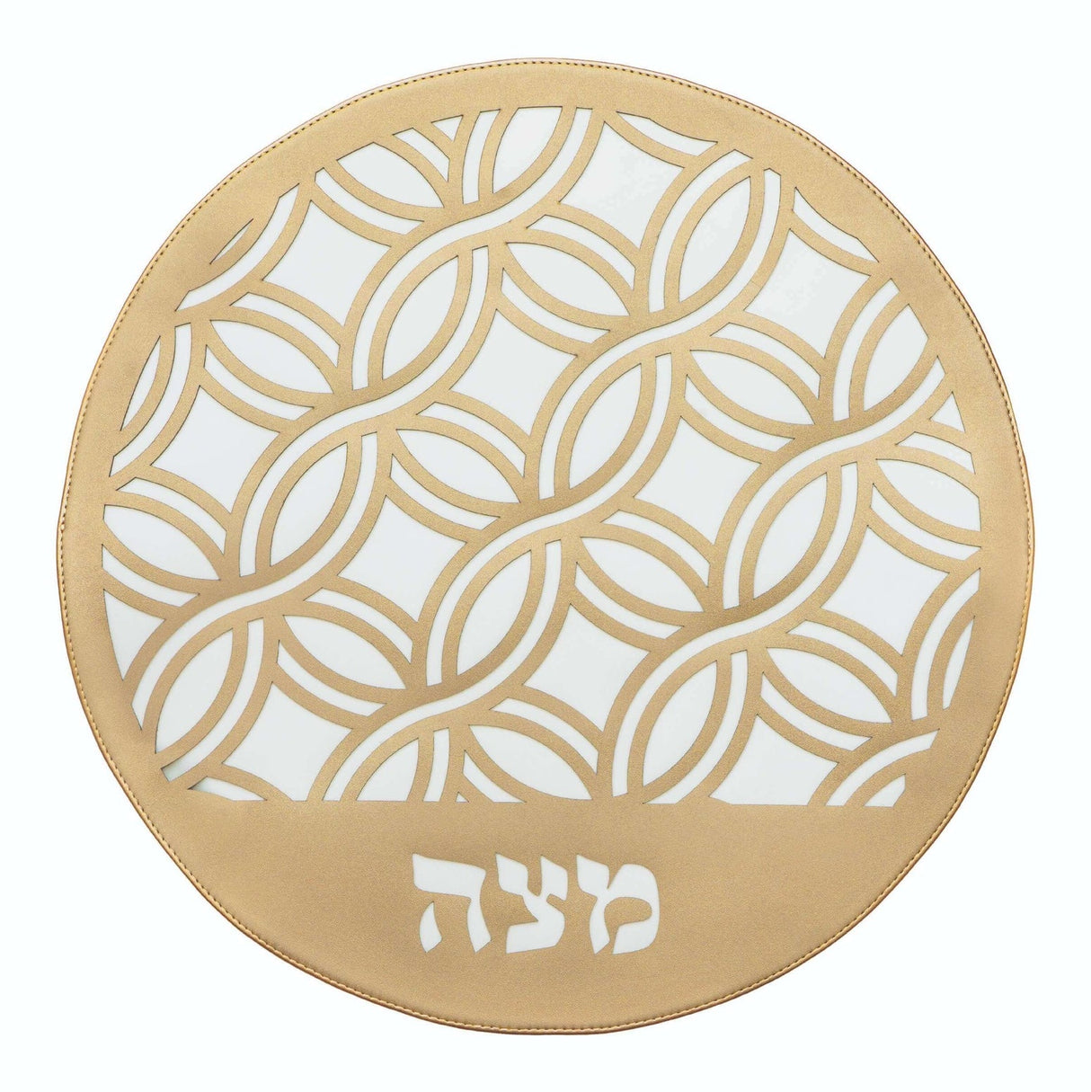 Geometric Laser Cut Matzah Cover - Gold