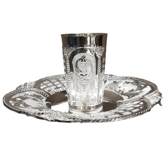 Giant Diamond Gumbo Tah Kiddush Cup Silver Dipped