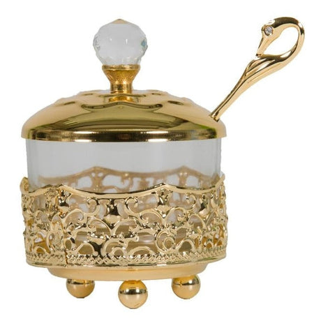 Golden Filigree Honey Dish, 10cm