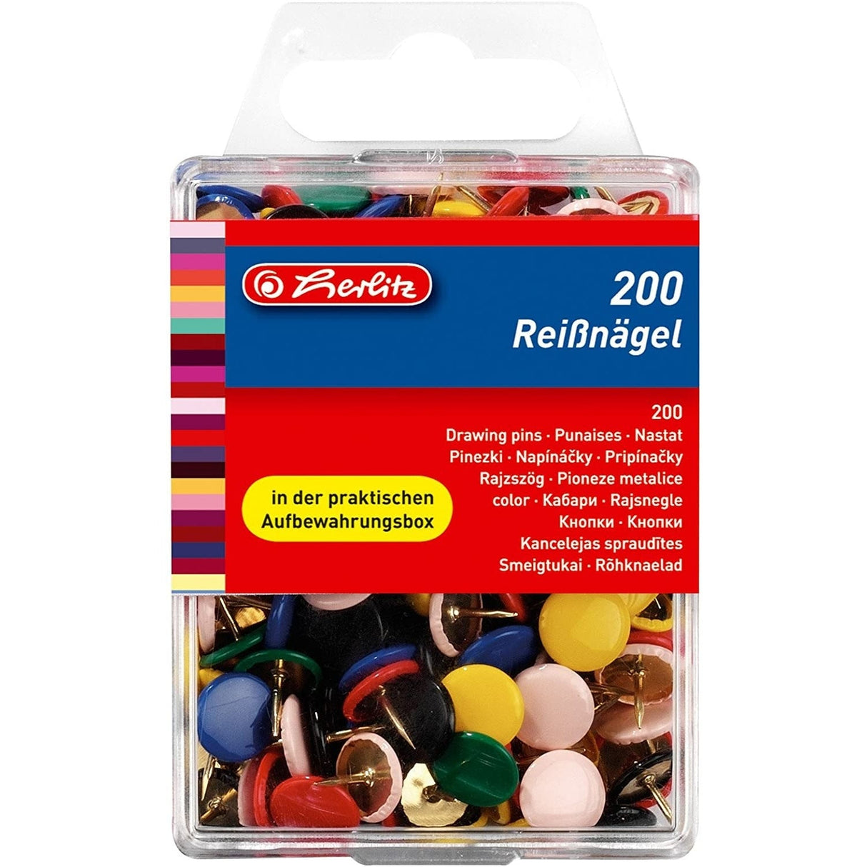 Herlitz Round Drawing Pins, coloured