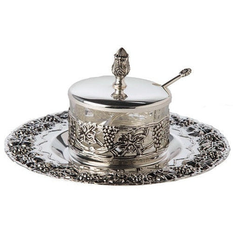 Honey Dish Silver Plated with tray and spoon