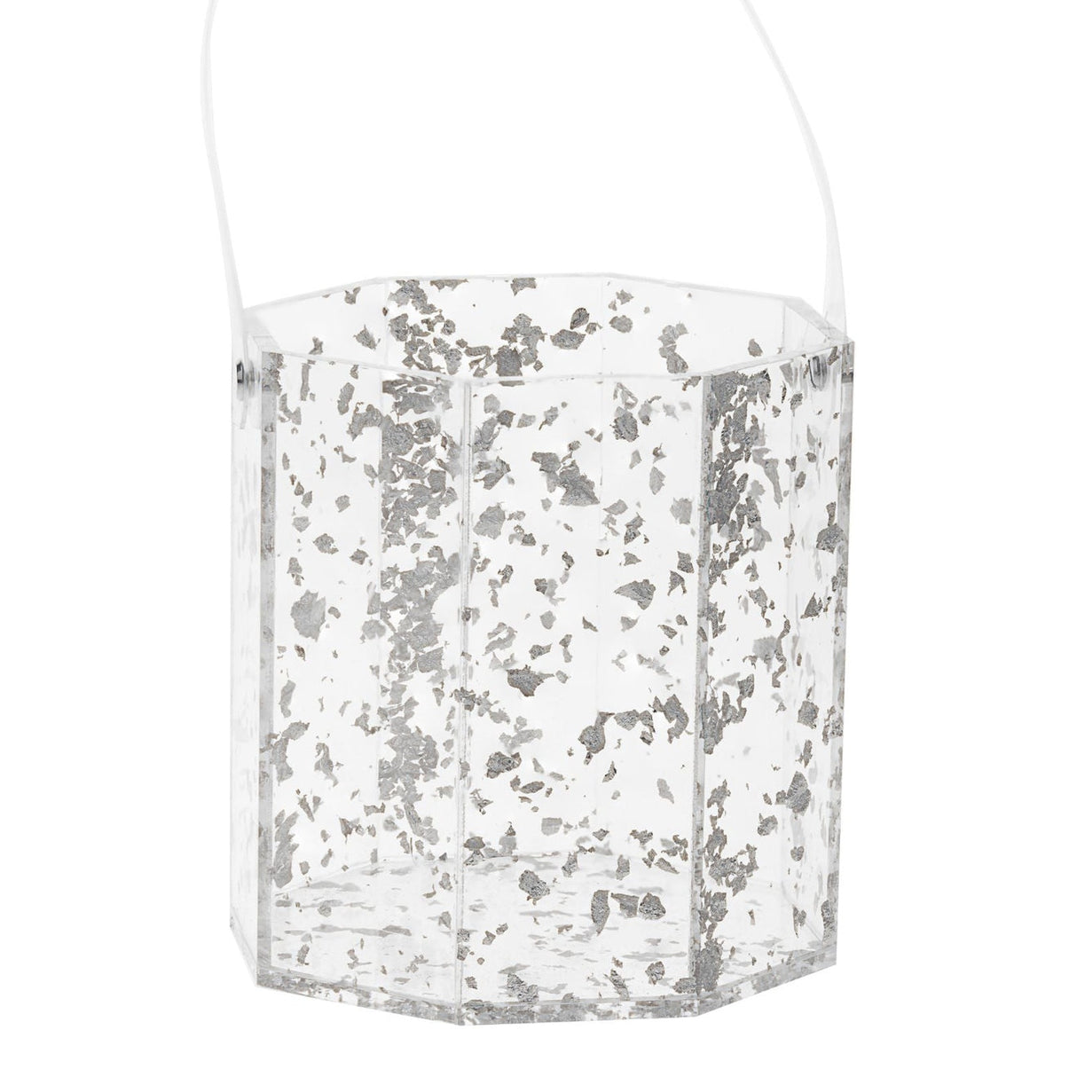 Ice Bucket Lucite Silver Flakes