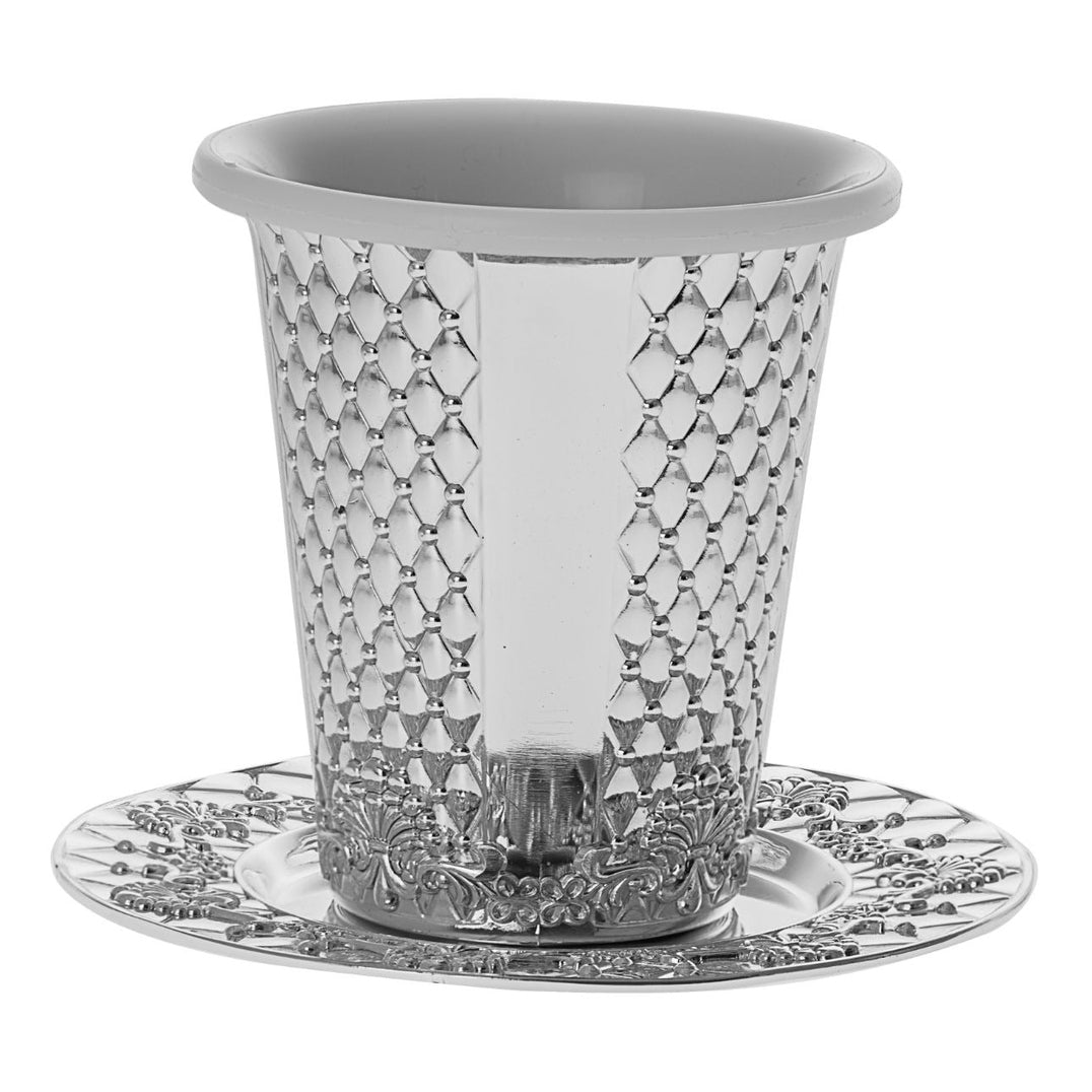 Kiddush Cup And Tray Silver Plated With Stones