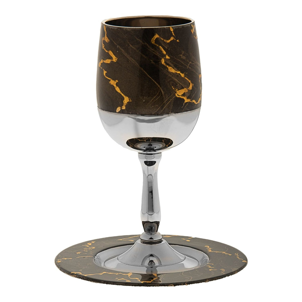 Kiddush Cup Metallic Brown Abstract with Gold