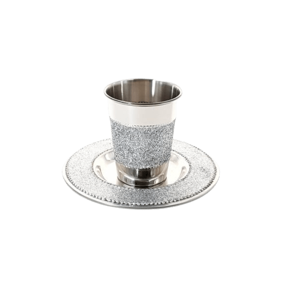 Kiddush Cup & Tray - Glitter Design