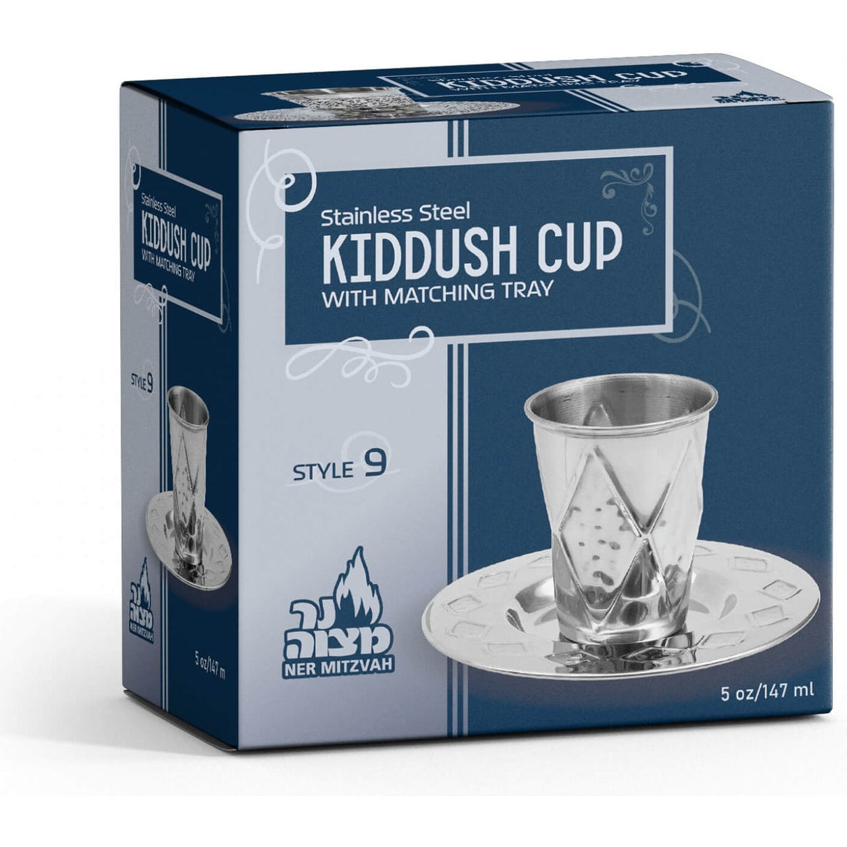 Kiddush Cup & Tray - Stainless Steel