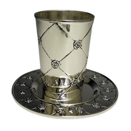 KIDDUSH CUP WITH TRAY , DIAMOND SHAPE