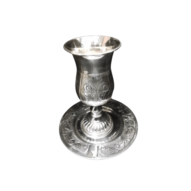 Kuddush Cup with tray Silver Diped