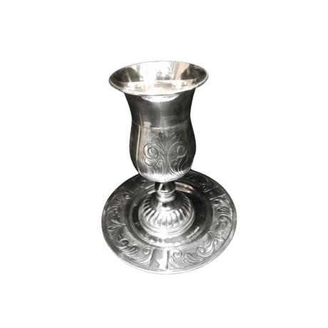 Kuddush Cup with tray Silver Diped