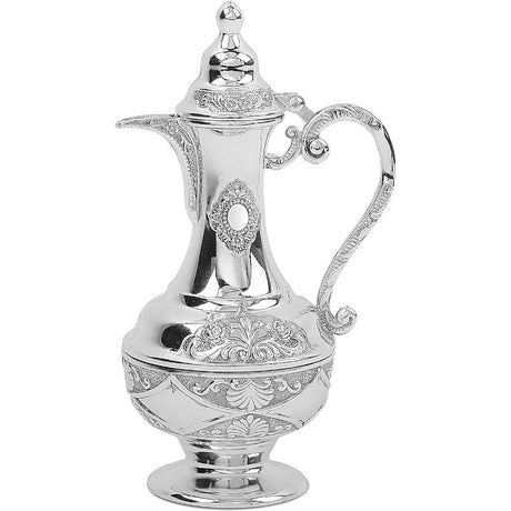 Silver Plated Chanukah Kriegel Oil Bottle with Cover Flower Design 8"