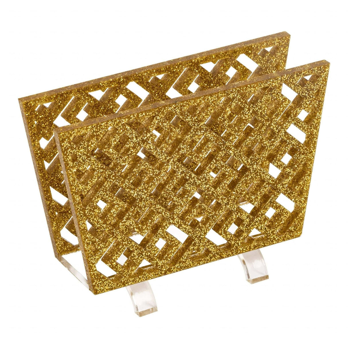 Laser Cut Standing Napkin Holder Gold Glitter