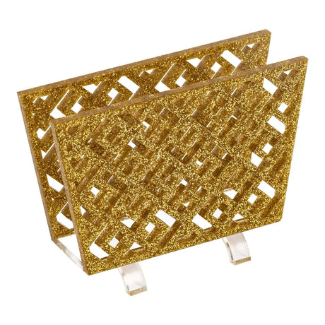 Laser Cut Standing Napkin Holder Gold Glitter