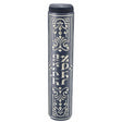Leather Grey Megillah Tube #334, Silver Embroidery, 32 CM