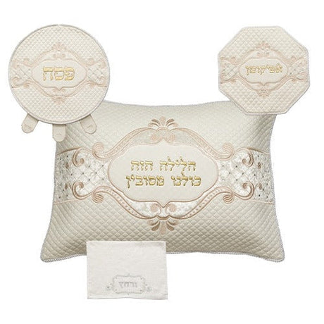 Leather Like 4 pcs Passover Set: Pillow, Passover & Afikoman Covers with Towel