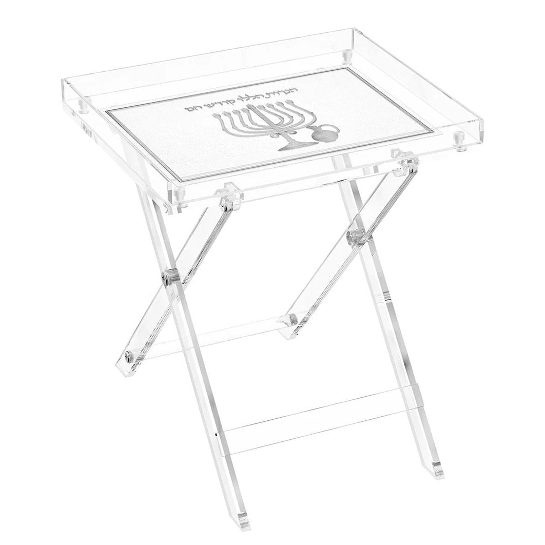 Leatherite Folding Table - Silver