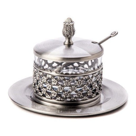 Honey Dish Silver Plated with tray and spoon