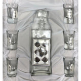 Liquer Set Bottle + 6 Cups Chess Silver