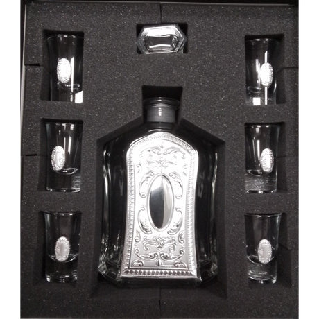 Liquer Set Bottle + 6 Cups Silver