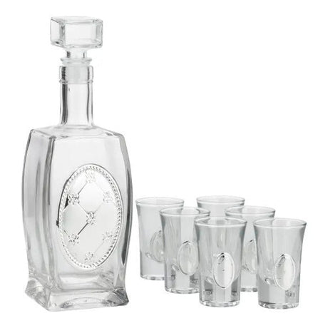 Liquor Set Bottle + 6 Cups Chess Silver