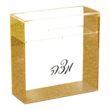 Matzah Box Square Acrylic Gold Glitter