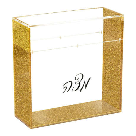 Matzah Box Square Acrylic Gold Glitter