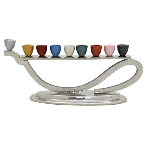 Menorah Aluminium Oil Pitcher Design 16x36 Cm With Multicolored Branches