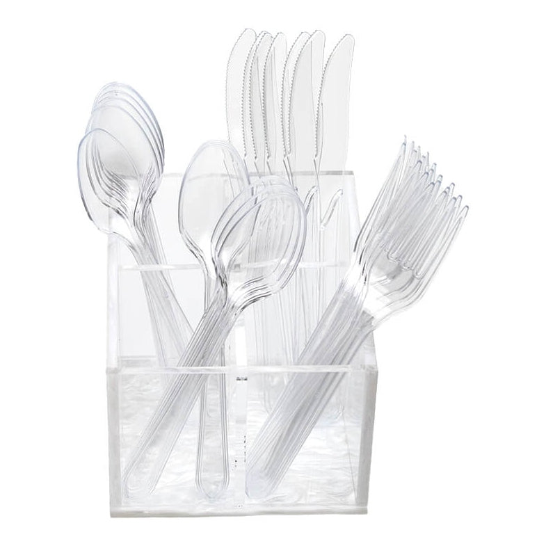 Multi Purpose Organiser - Acrylic Cutlery Holder White Pearl