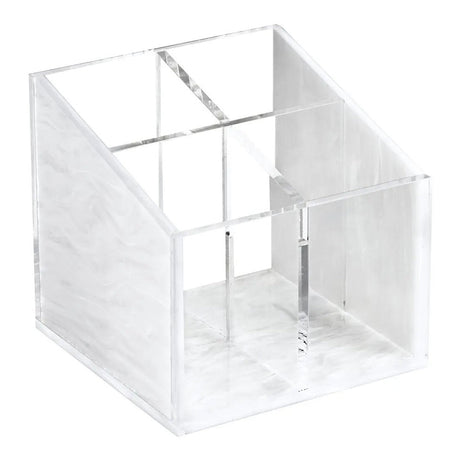 Multi Purpose Organiser - Acrylic Cutlery Holder White Pearl