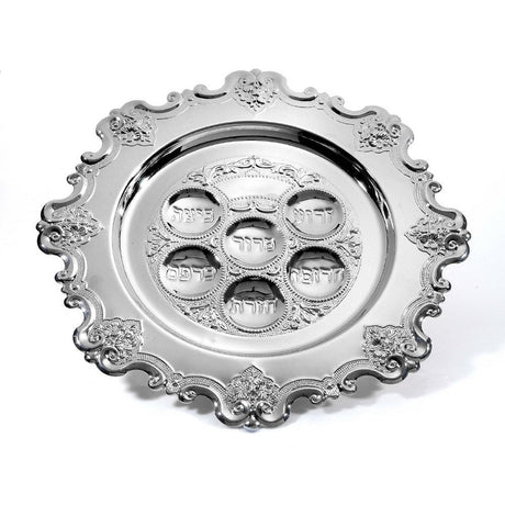 Ner Mitzvah Silver Plater Seder Plate 15"