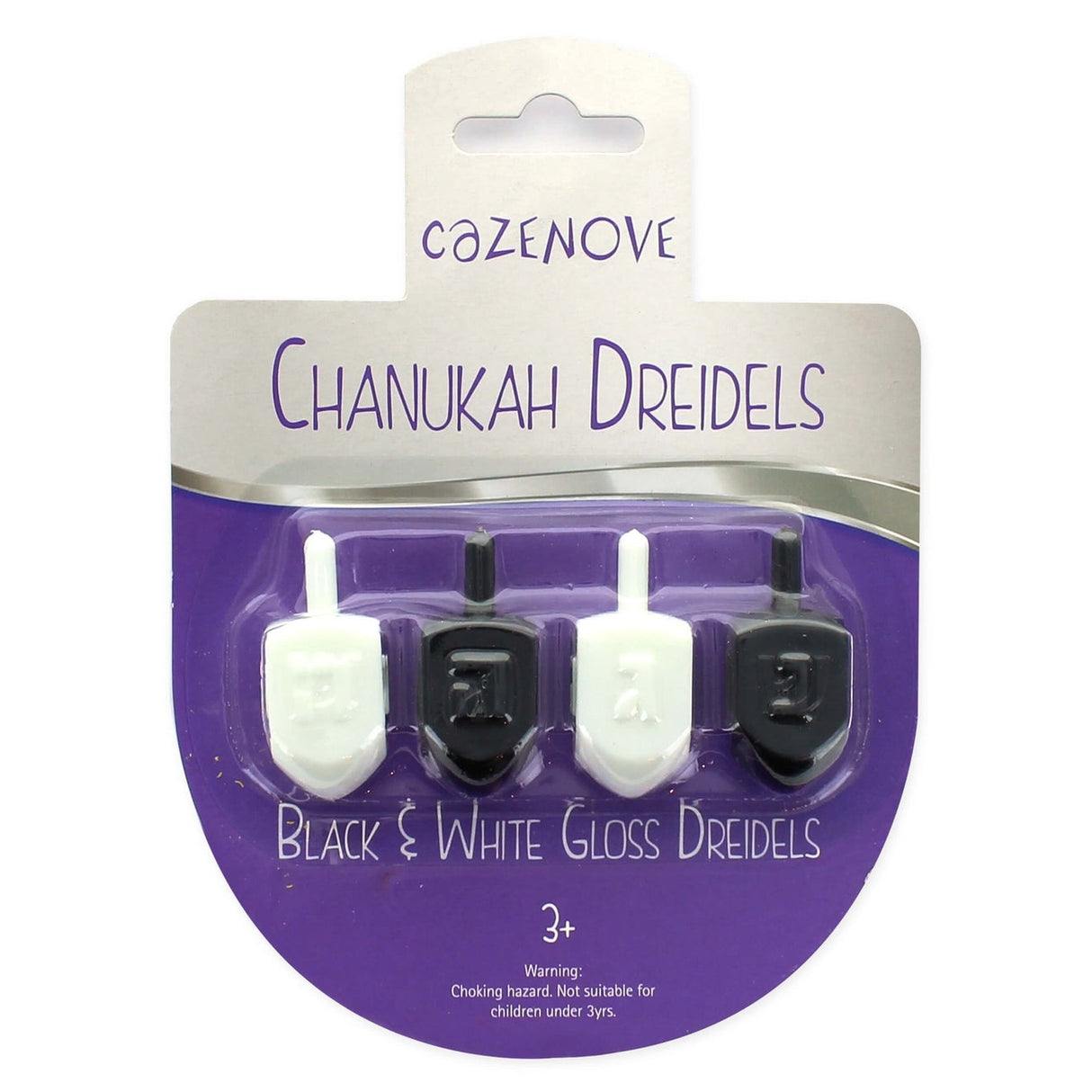 Pack of 4 Black & White Gloss Dreidels