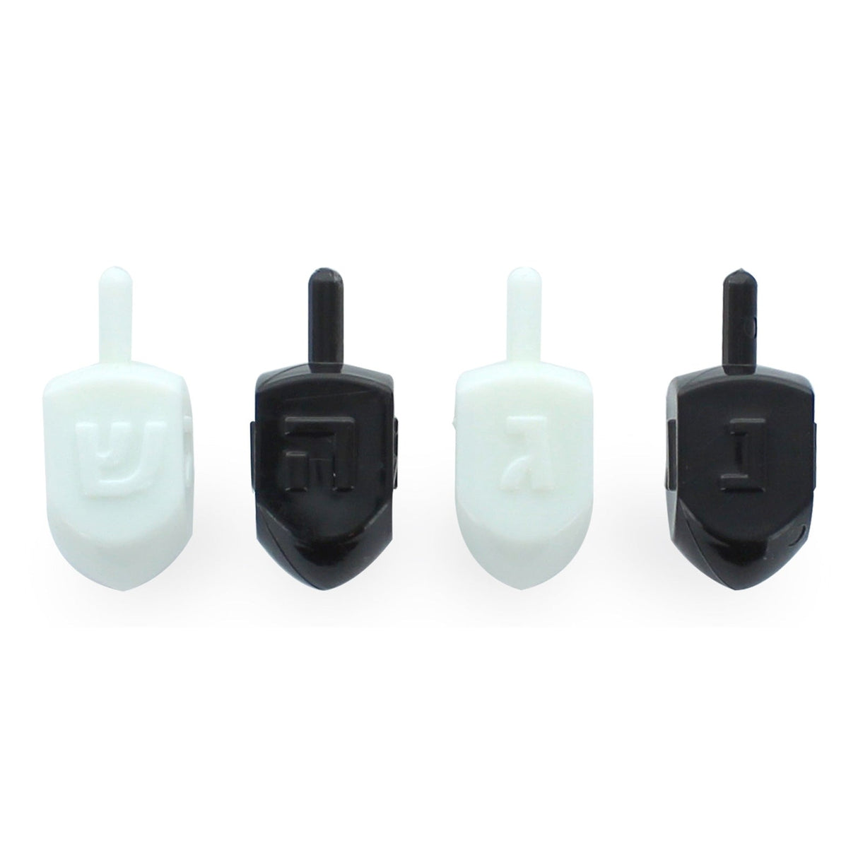 Pack of 4 Black & White Gloss Dreidels