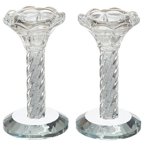 Pair of Crystal Candlesticks 12 cm with Stones