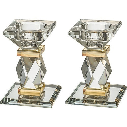 Pair of Crystal Elegant Candlesticks 10 cm