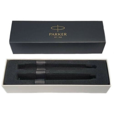 PARKER IM Duo Pen Set : Fountain Pen + Ballpoint Pen , Black lacquer, Chrome trims