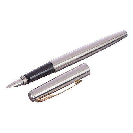 Parker Jotter Stainless Steel Chrome Color Trim GT T2016 Fountain Pen + Ballpoint Pen in a Gift Box 2093257